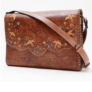 Patricia Nash Leather Sarola Crossbody Purse Brown